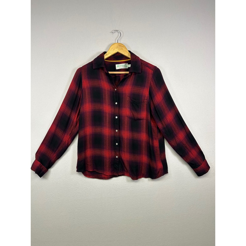 Gorpcore Aventura Womens Small Red Black Plaid Lenzing Ecovero Button Down Shirt